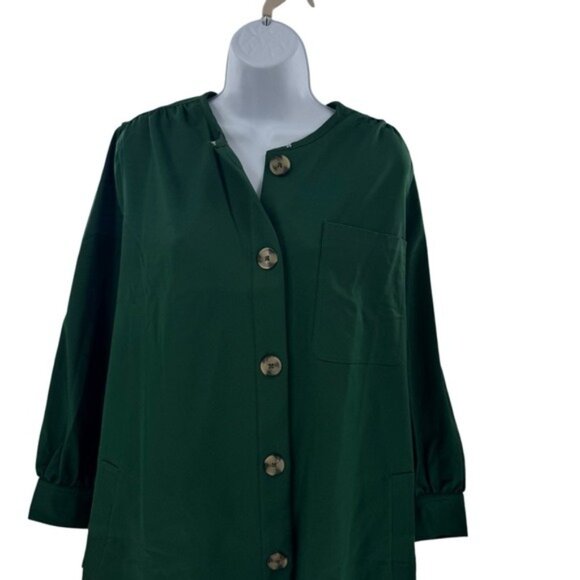 Tuckernuck NEW Dark Green Blake Long Sleeve Relaxed Fit Mini Dress Size S - Picture 5 of 11